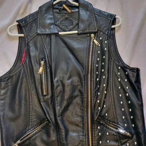 Black leather vest